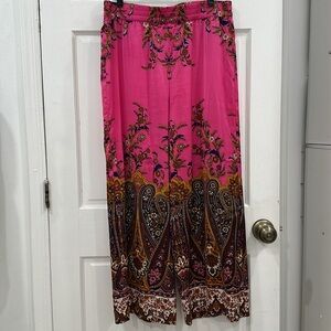 RACHEL ZOE
High Rise Pull On Wide Leg Pants pink printed size L